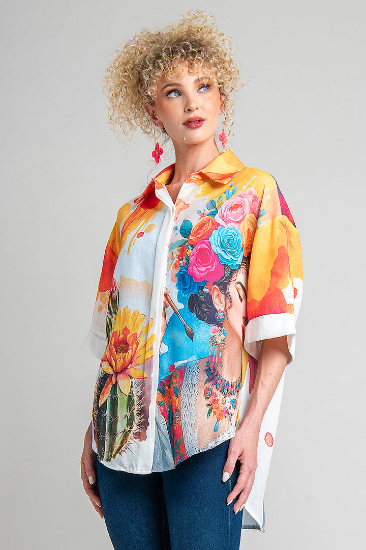 Blusa Con Estampado De Frida Kahlo