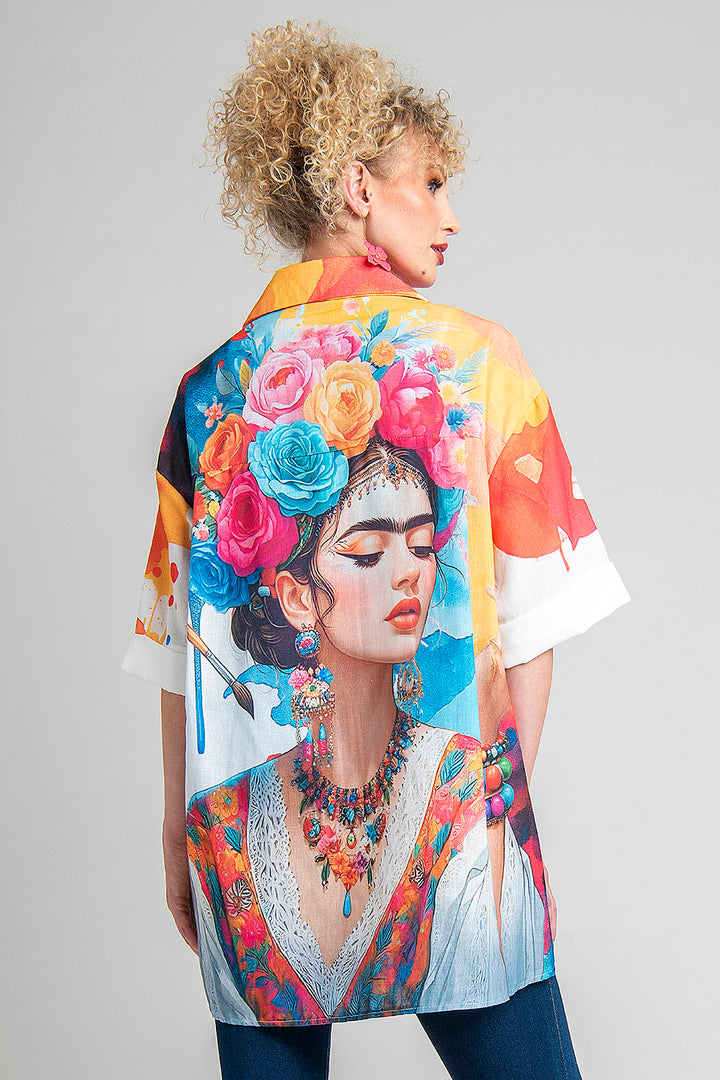 Blusa Con Estampado De Frida Kahlo