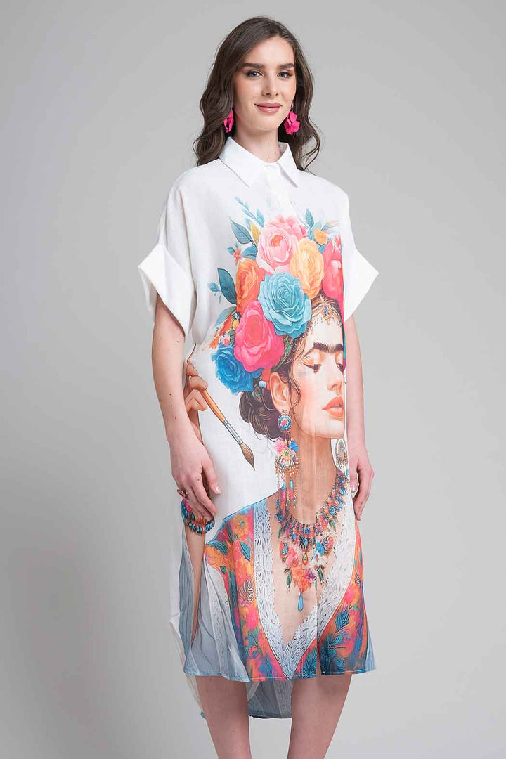 Vestido Oversize Estampado Frida Kahlo