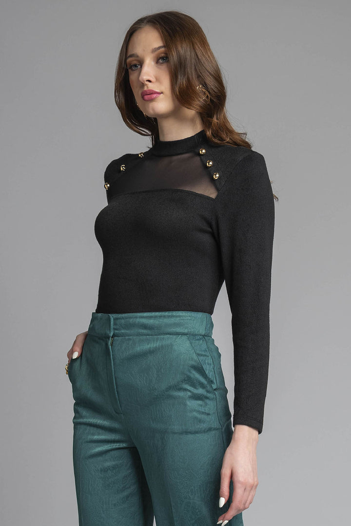 Blusa Manga Larga Y Cuello Alto