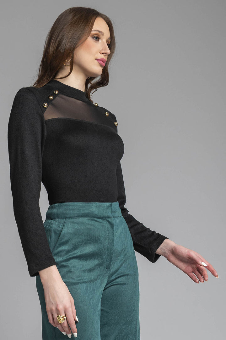 Blusa Manga Larga Y Cuello Alto
