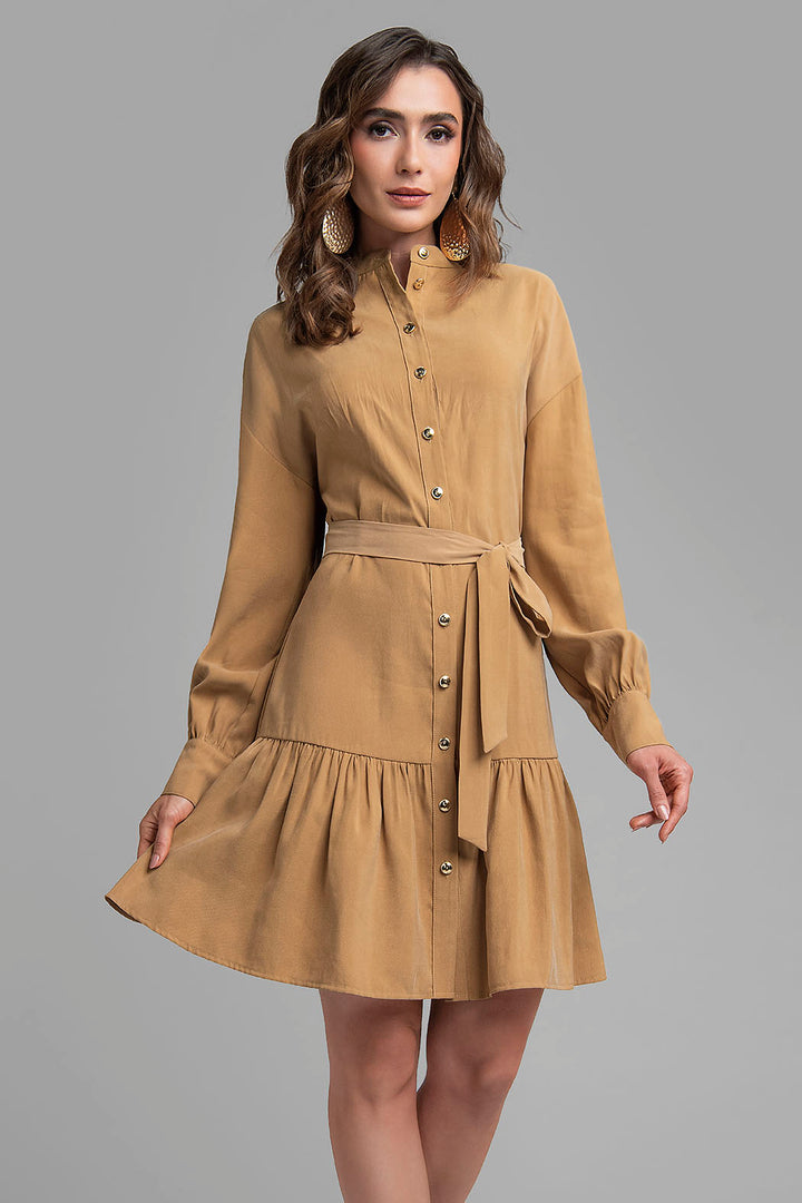 Vestido Con Olanes Y Jareta En Cintura