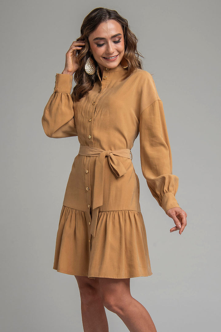 Vestido Con Olanes Y Jareta En Cintura