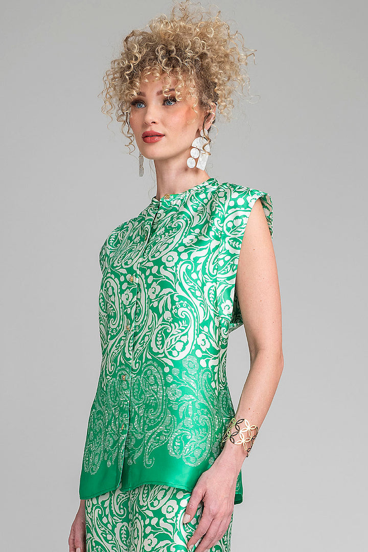 Blusa Sin Mangas Camisera Con Estampado