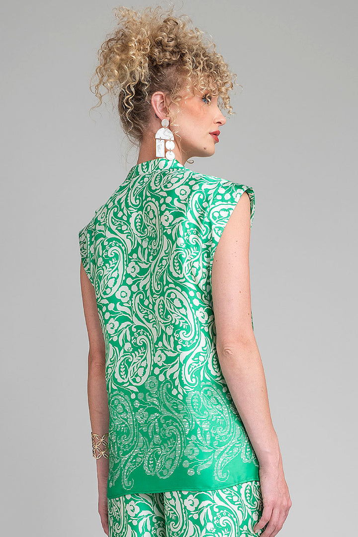 Blusa Sin Mangas Camisera Con Estampado