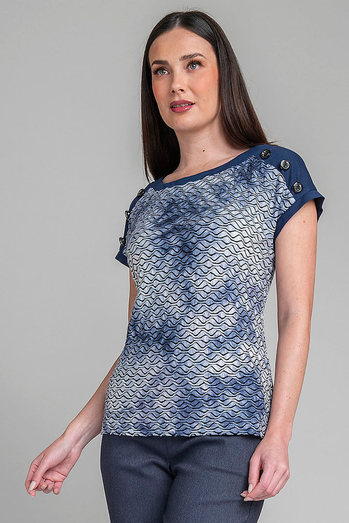 Blusa De Manga Corta Con Estampado