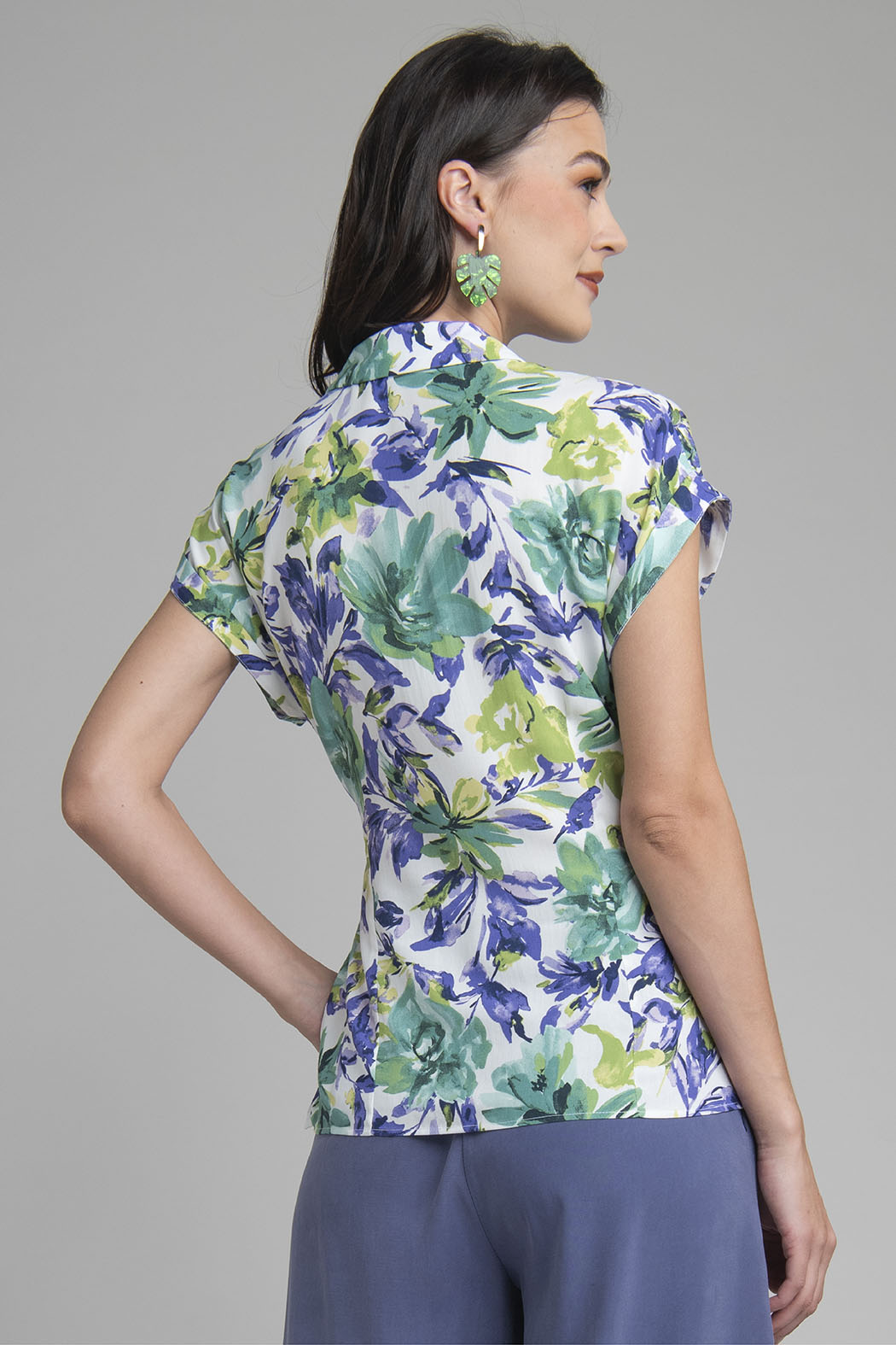 Blusa Estampada Con Amarre En Cintura
