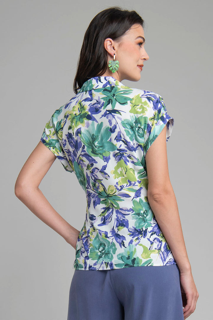 Blusa Estampada Con Amarre En Cintura