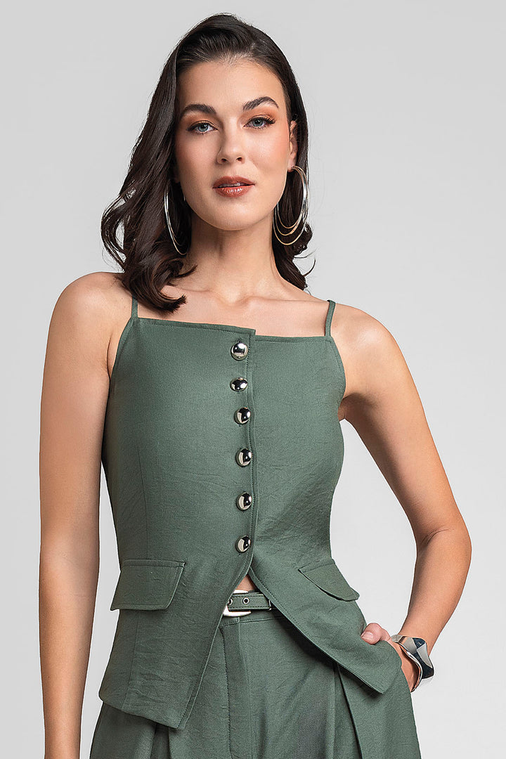 Blusa Sin Mangas Y Botones Al Frente