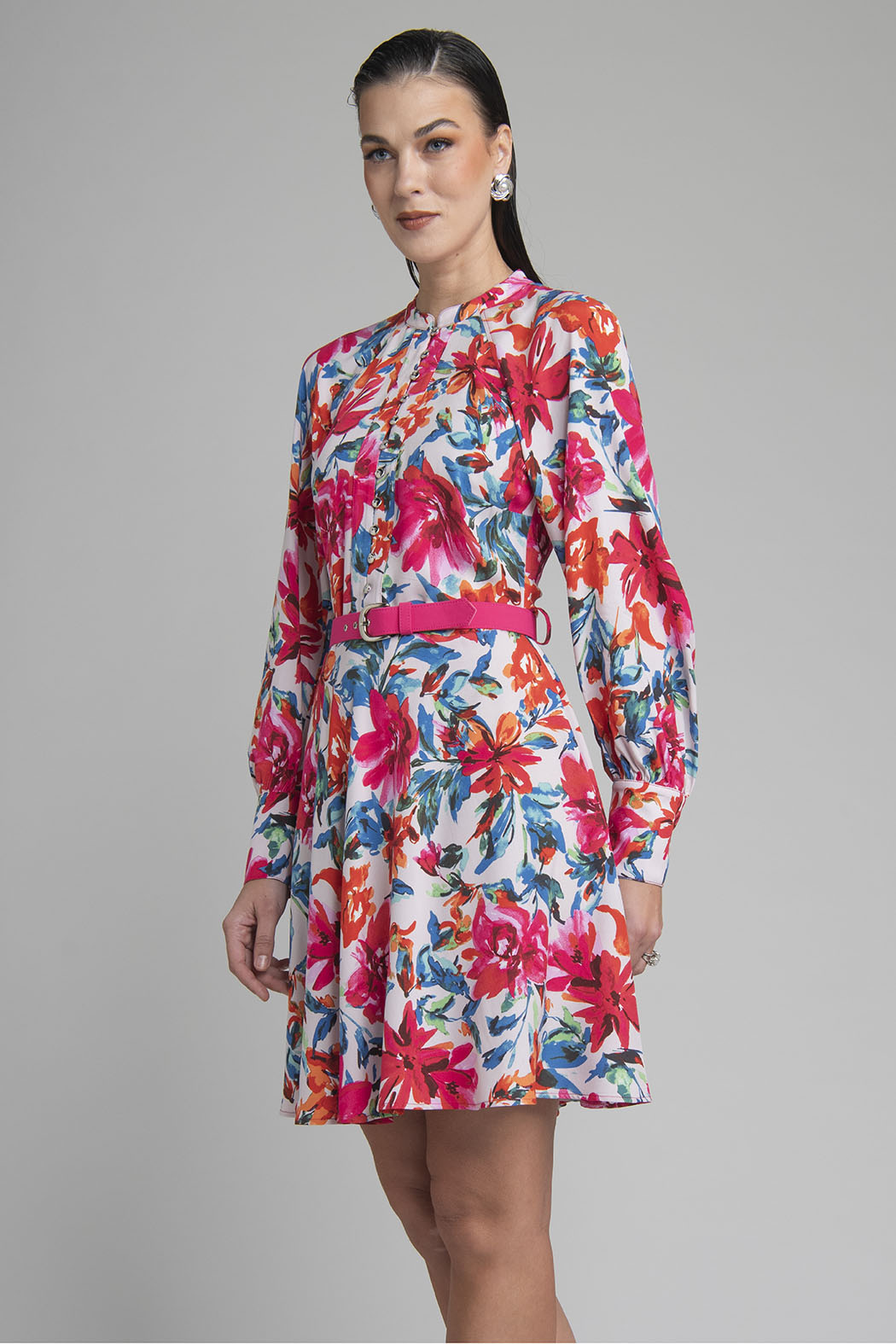 Vestido Estampado Con Manga Larga