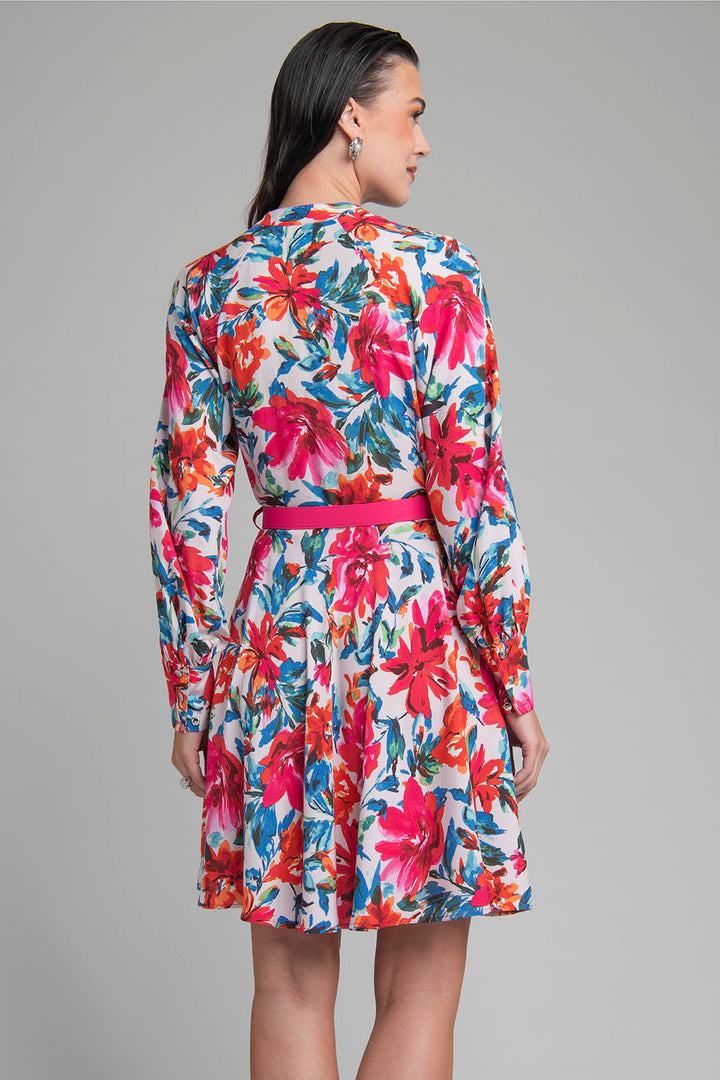 Vestido Estampado Con Manga Larga