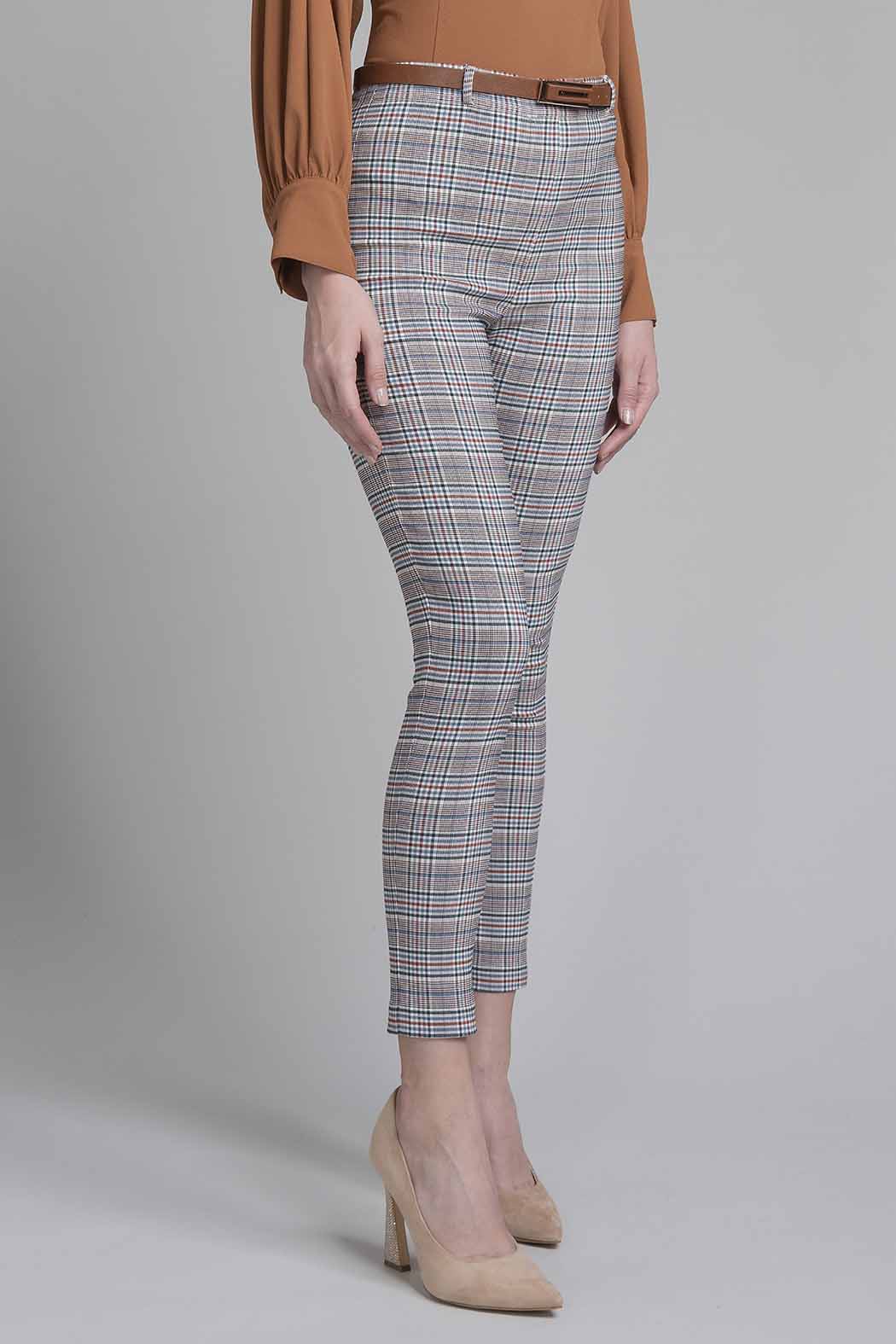 Pantalon Con Estampado De Cuadros