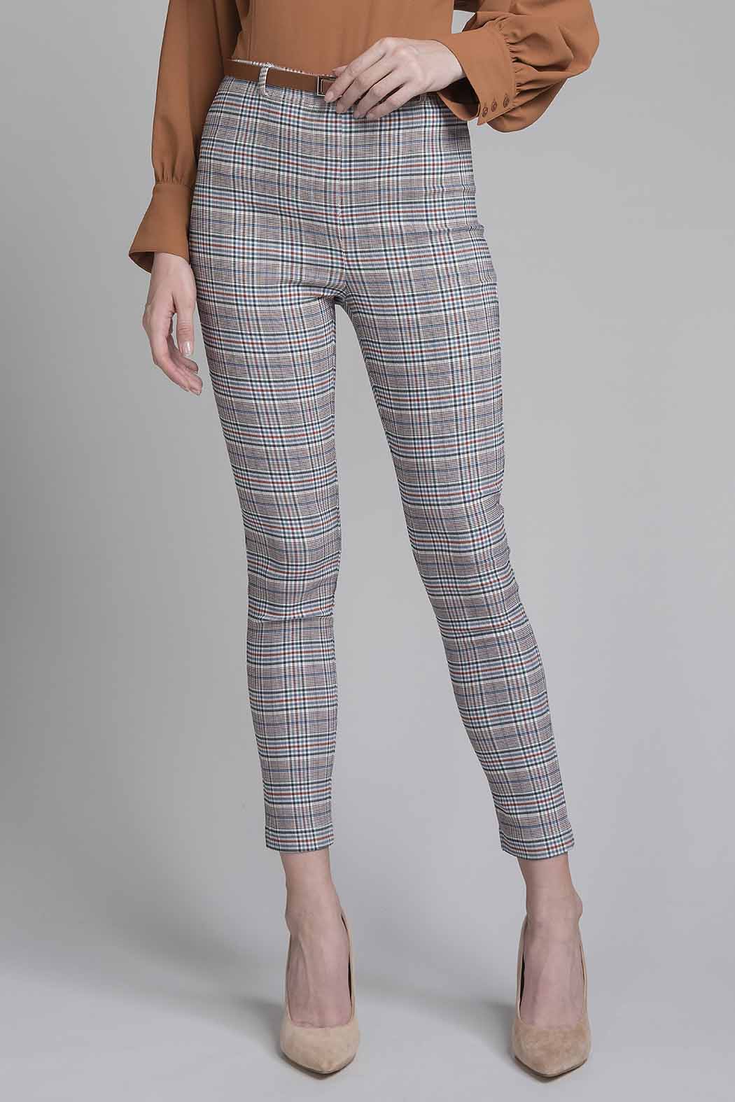 Pantalon Con Estampado De Cuadros