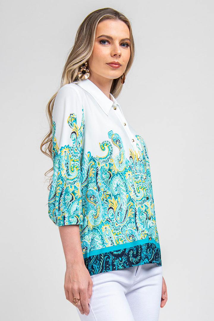 Blusa Estampada Con Botones Al Frente