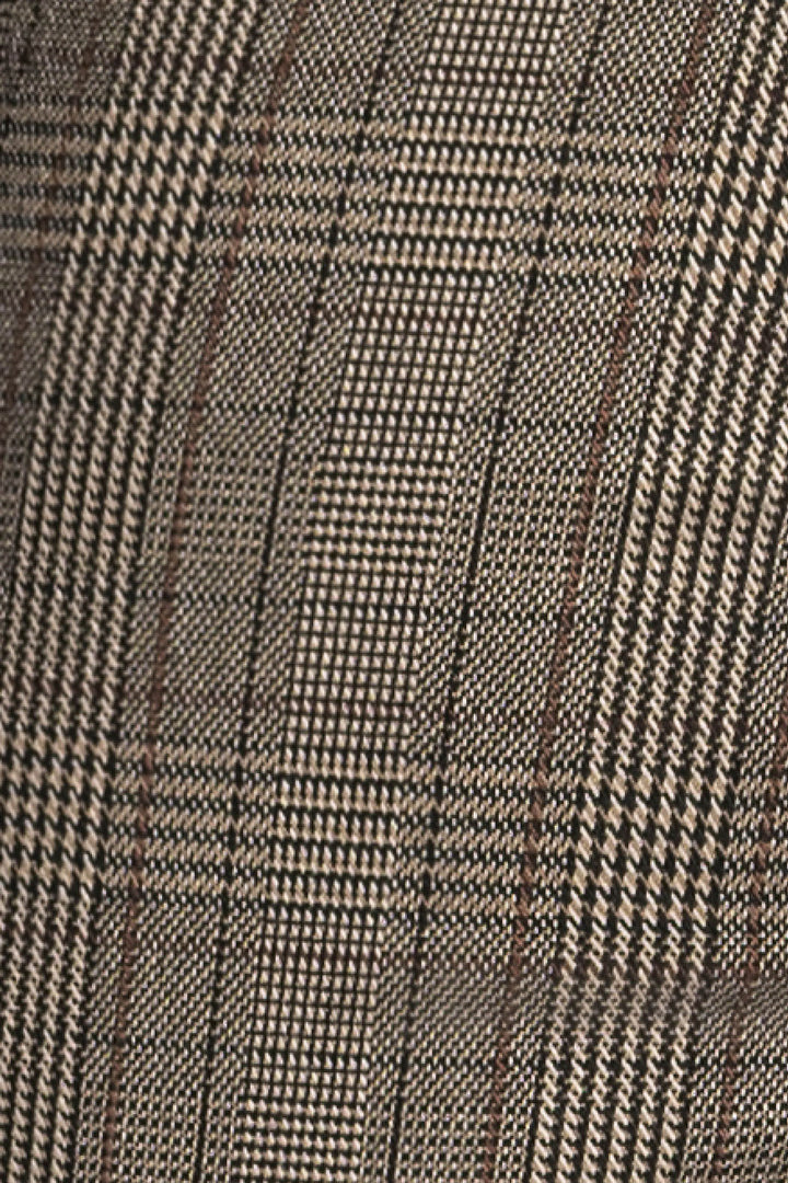 Pantalon Corte Recto De Cuadros Con Cinturon