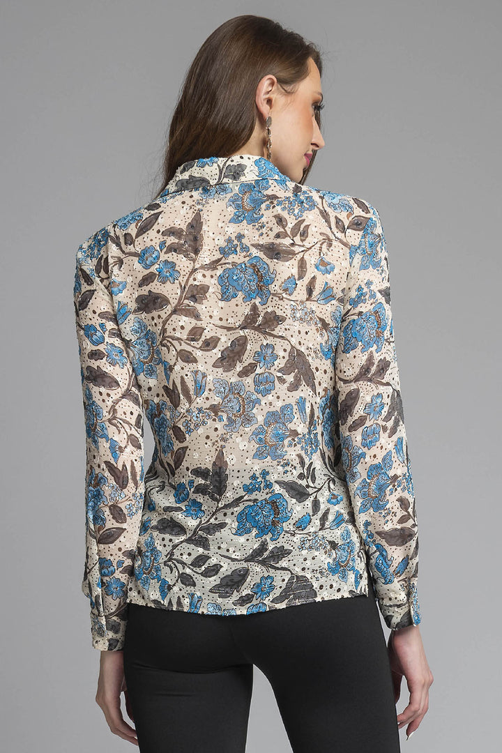 Blusa De Manga Larga Con Estampado De Flores