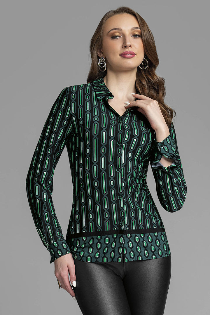 Blusa Camisera Manga Larga Estampada