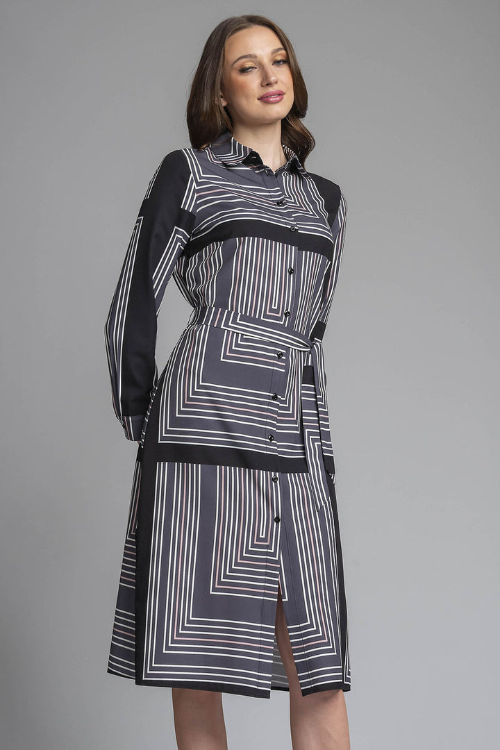 Vestido Camisero De Manga Larga Estampado