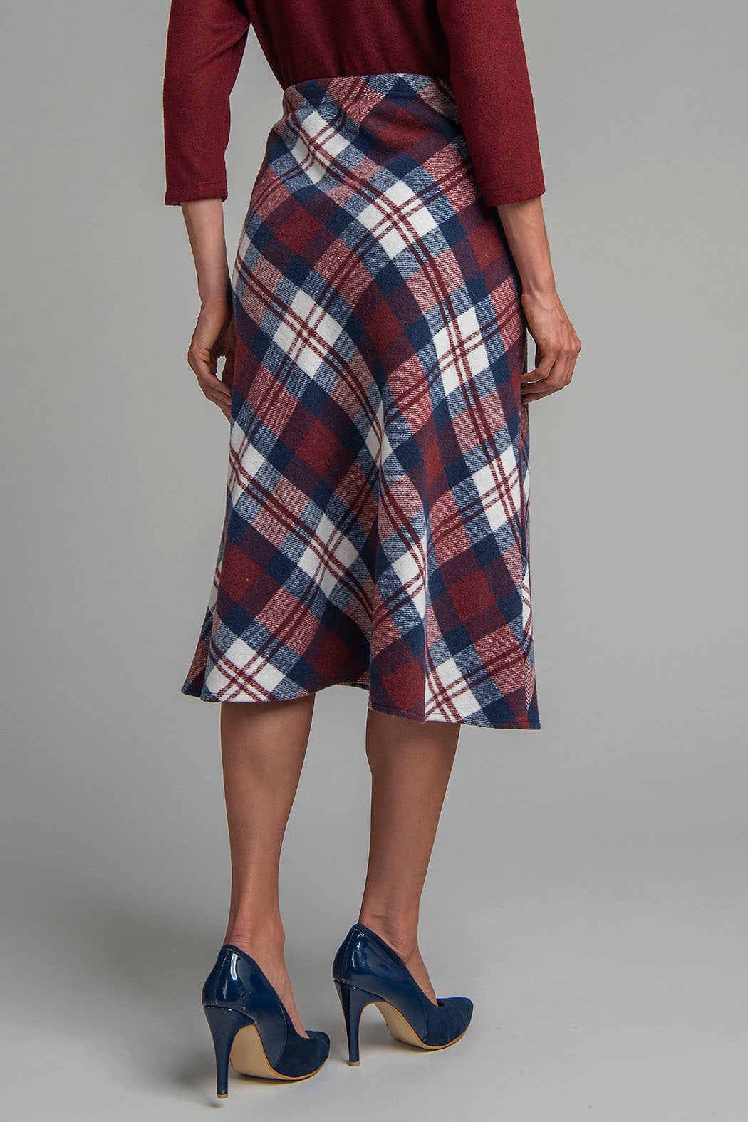 Falda Larga Con Estampado De Cuadros