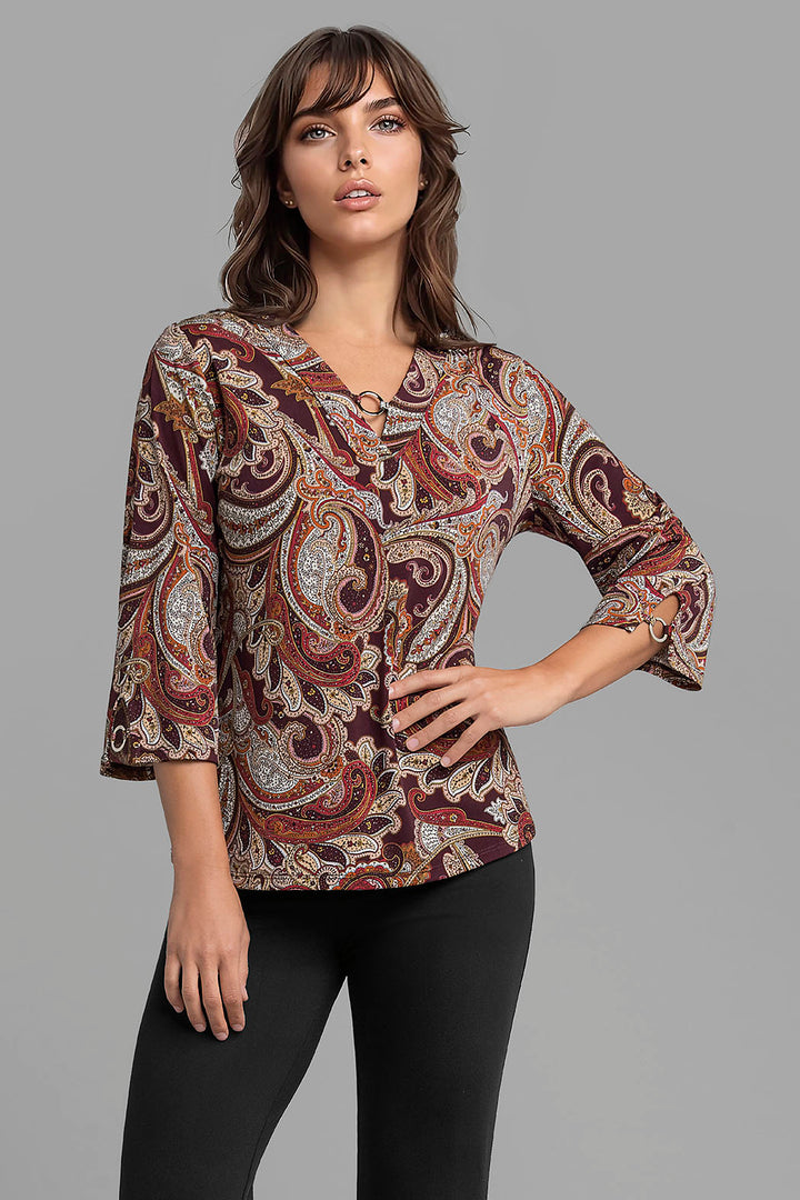Blusa Con Escote En V Y Mangas Con Herraje