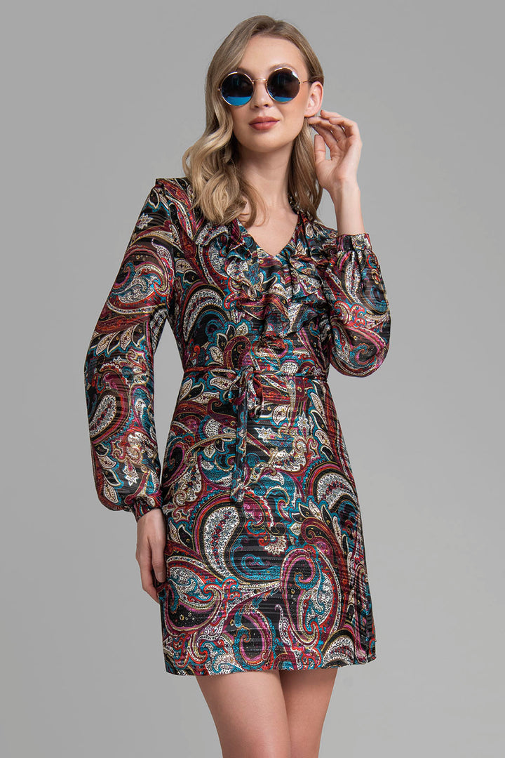 Vestido Estampado Con Olanes