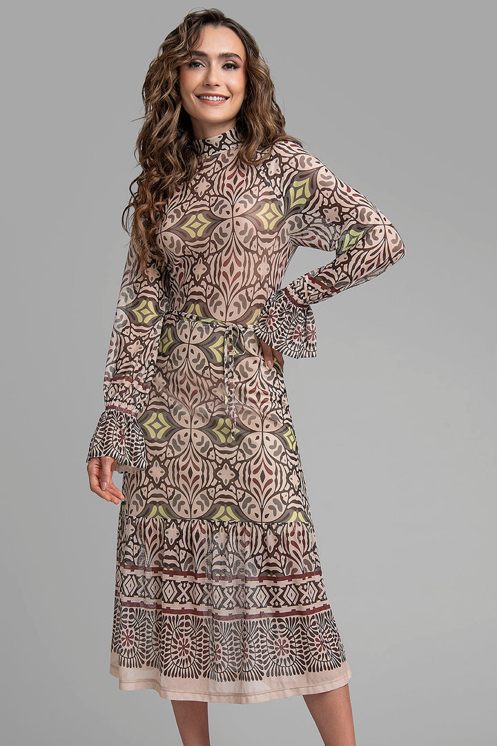 Vestido Estampado De Manga Larga