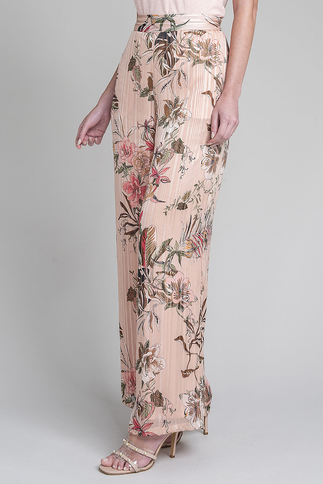 Pantalon Recto Con Estampado De Flores