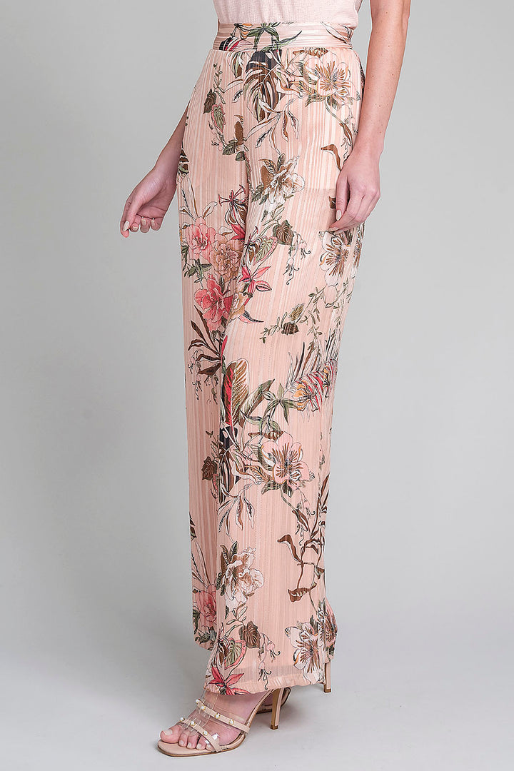 Pantalon Recto Con Estampado De Flores