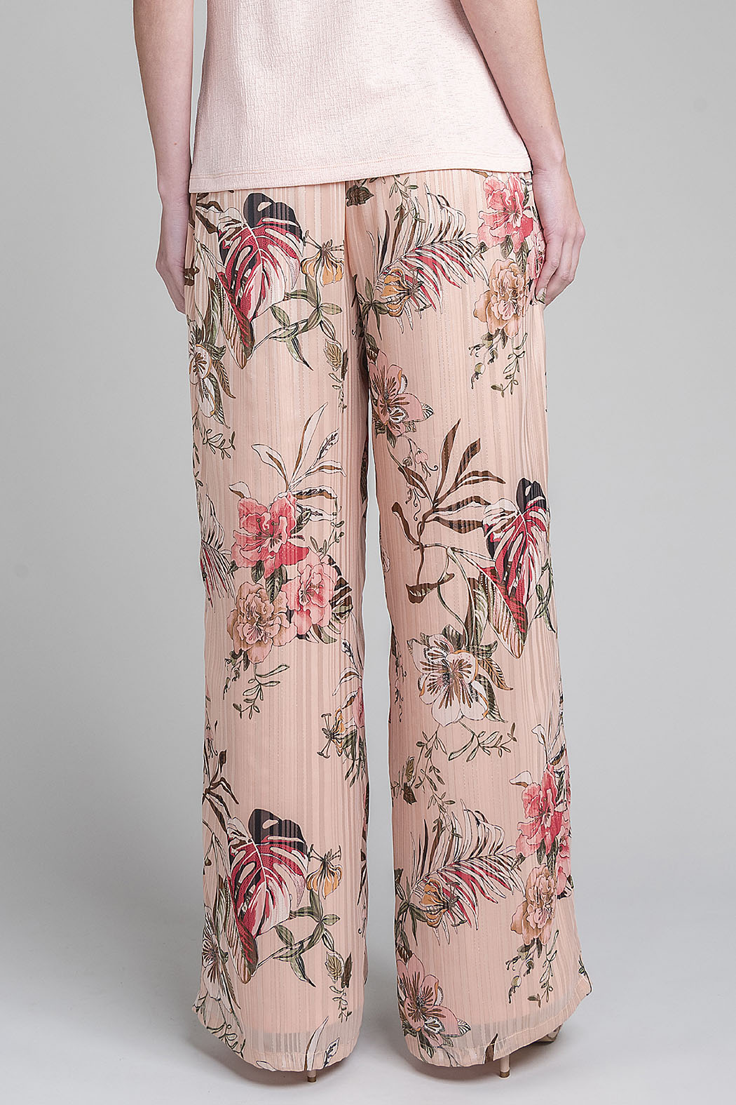 Pantalon Recto Con Estampado De Flores