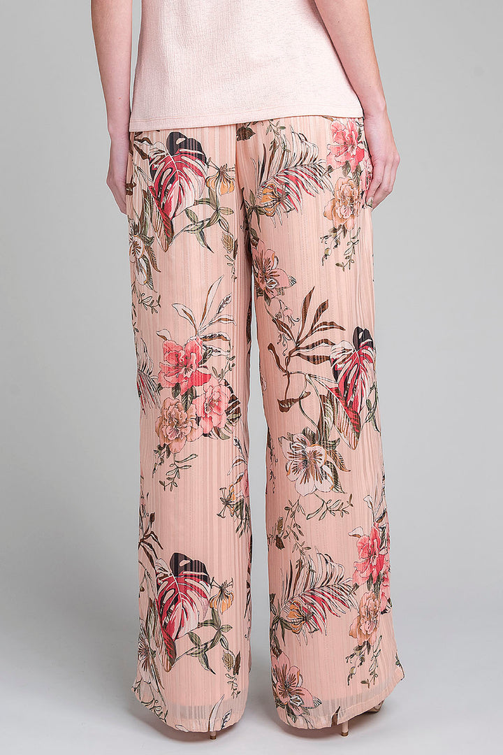 Pantalon Recto Con Estampado De Flores