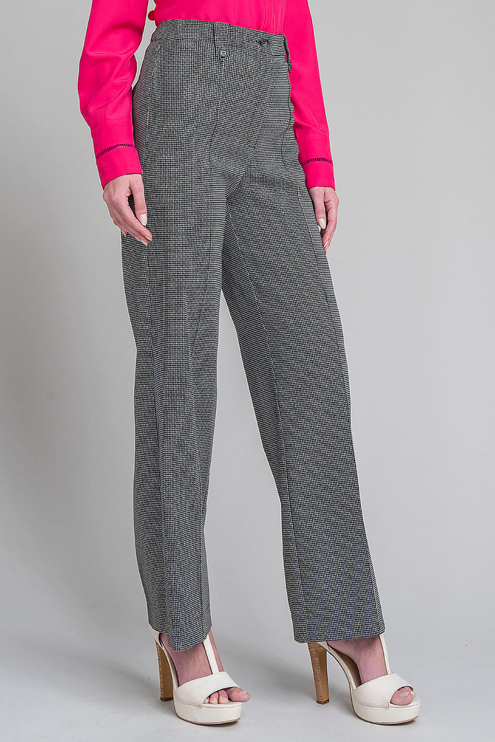 Pantalon Corte Recto Con Estampado De Cuadros