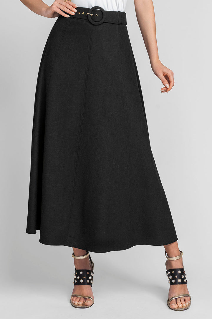 Falda Larga Lisa Con Cinturon