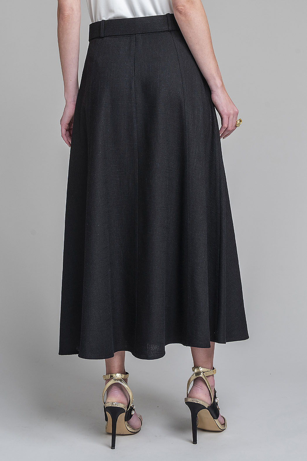 Falda Larga Lisa Con Cinturon