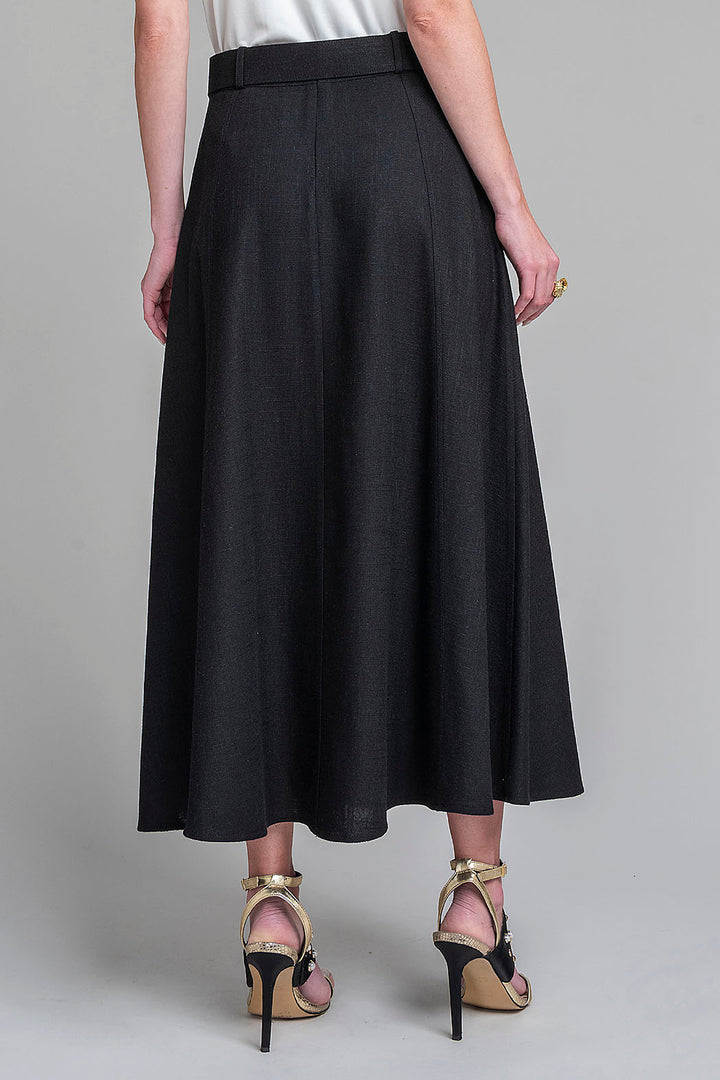 Falda Larga Lisa Con Cinturon