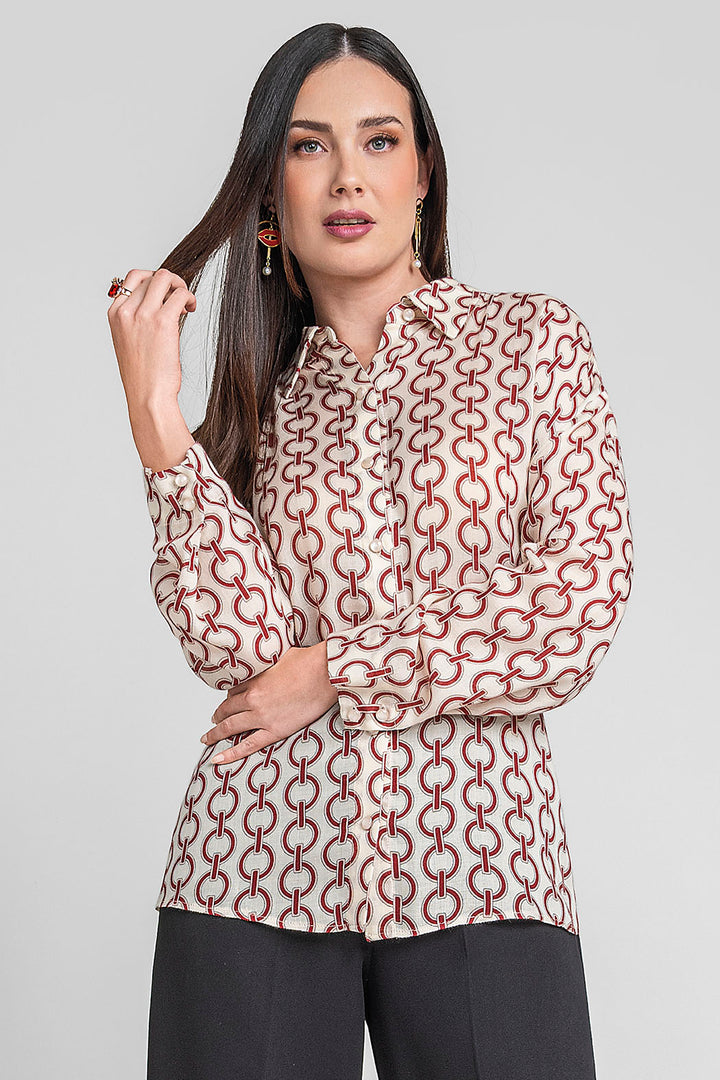Camisa De Manga Larga Con Estampado