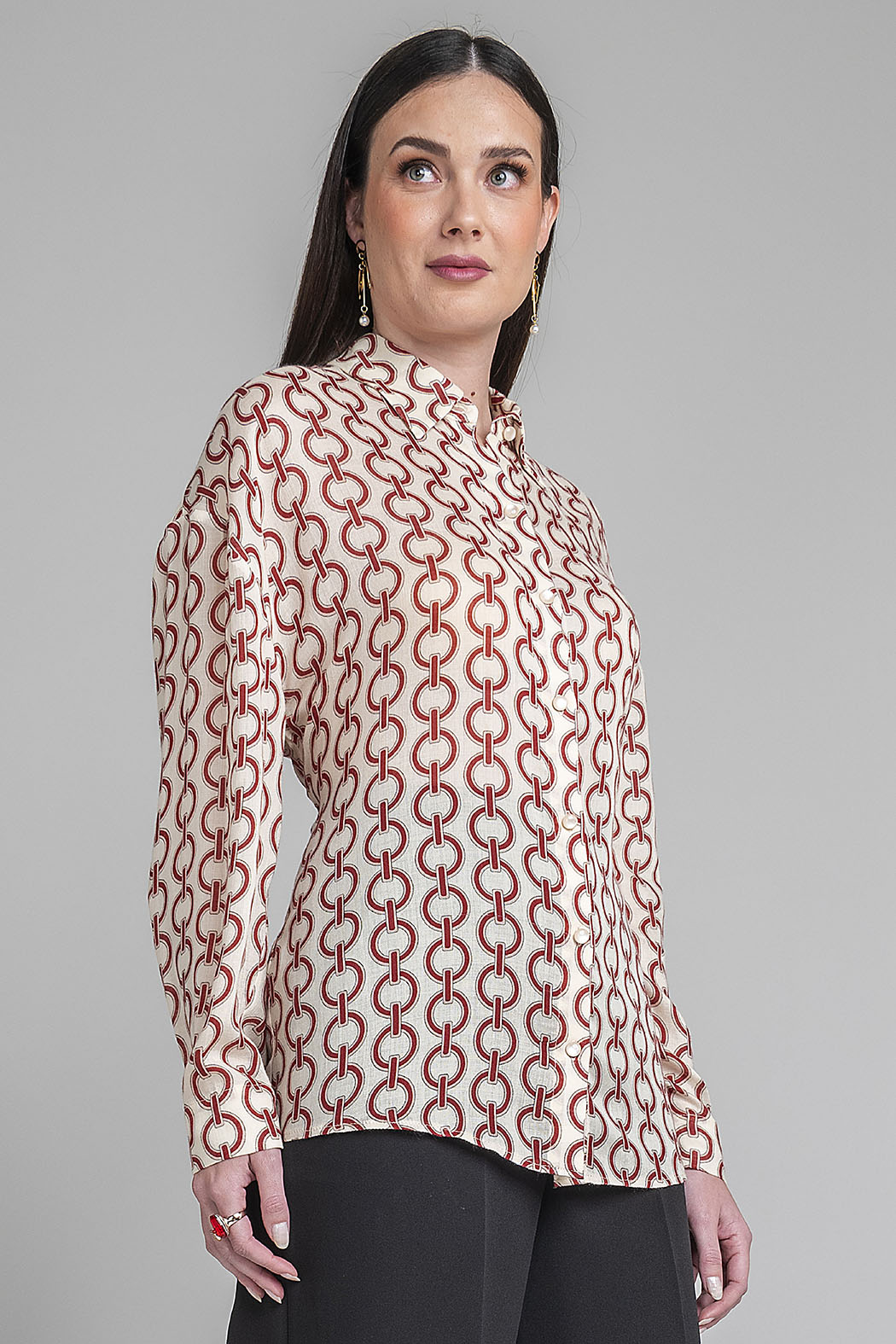 Camisa De Manga Larga Con Estampado