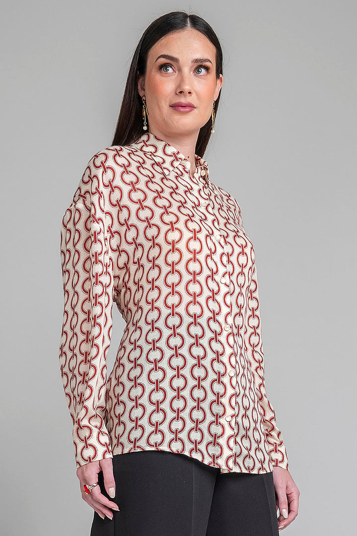 Camisa De Manga Larga Con Estampado