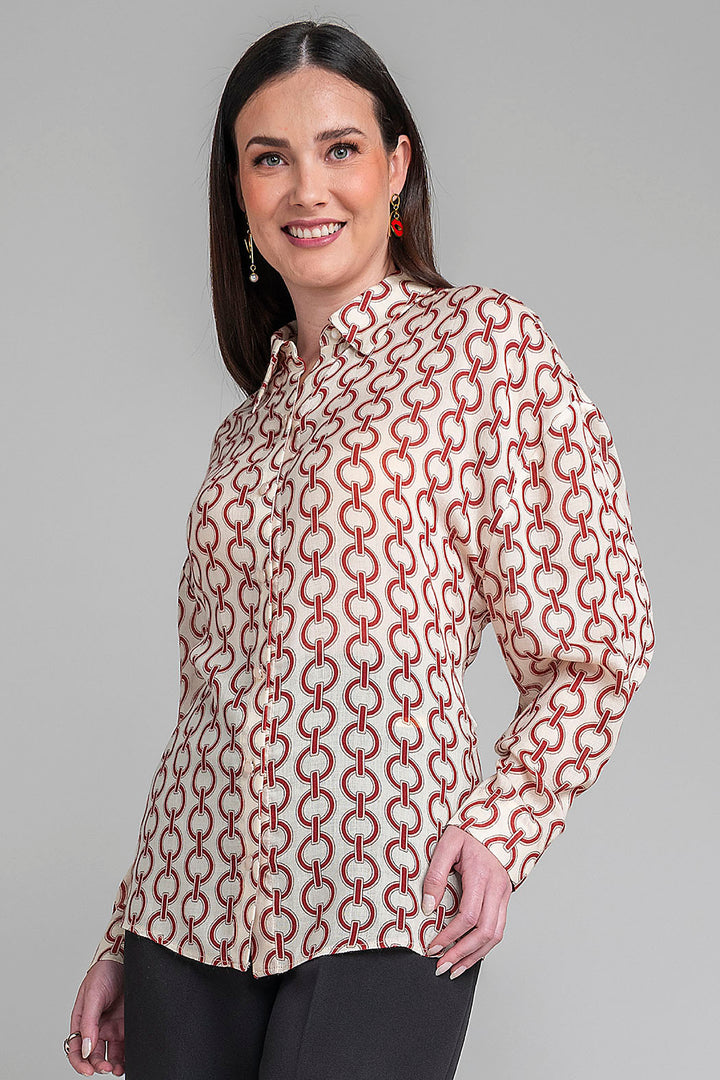 Camisa De Manga Larga Con Estampado