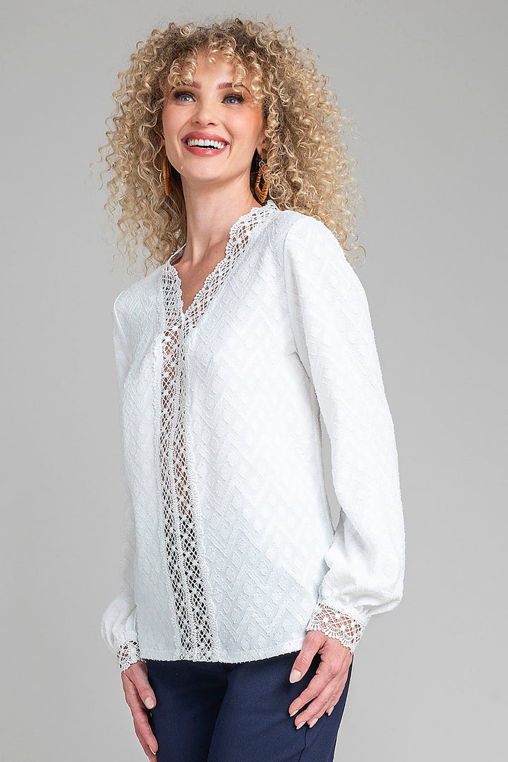 Blusa De Manga Larga Con Tiras Bordadas