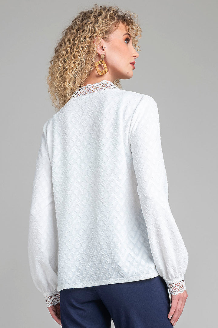 Blusa De Manga Larga Con Tiras Bordadas