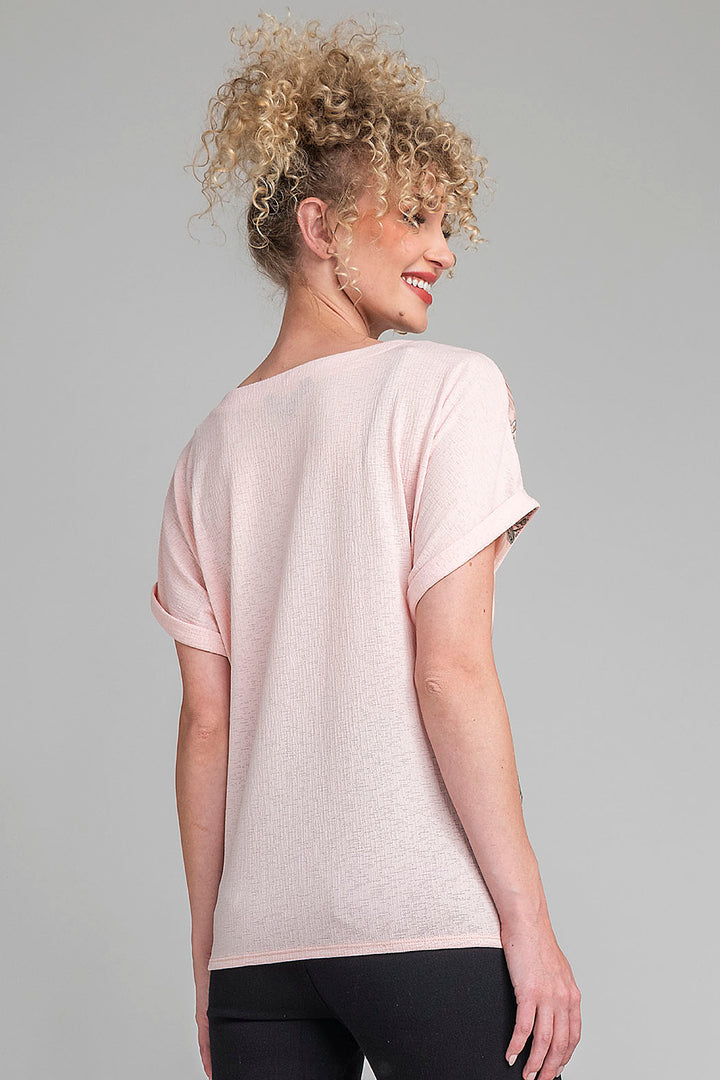 Blusa De Manga Corta Con Estampado Al Frente