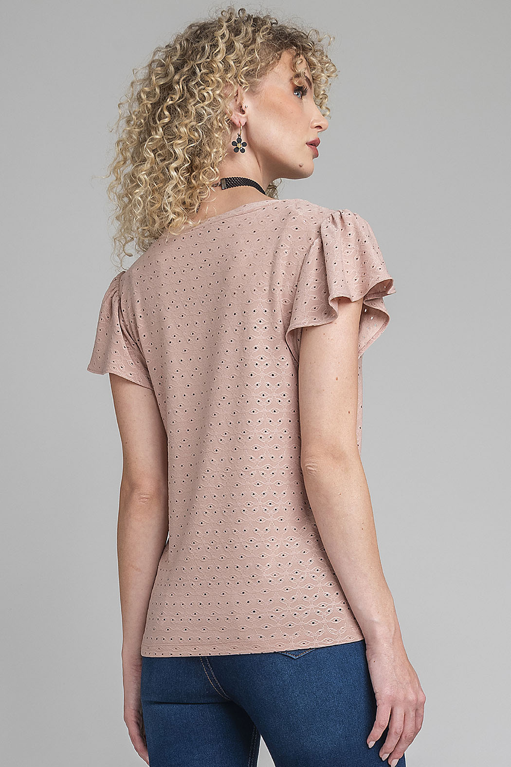 Blusa Con Mangas De Olanes Y Escote V
