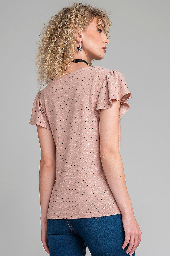 Blusa Con Mangas De Olanes Y Escote V