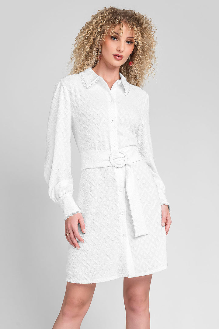 Vestido Camisero De Manga Larga Y Jareta En Cintura