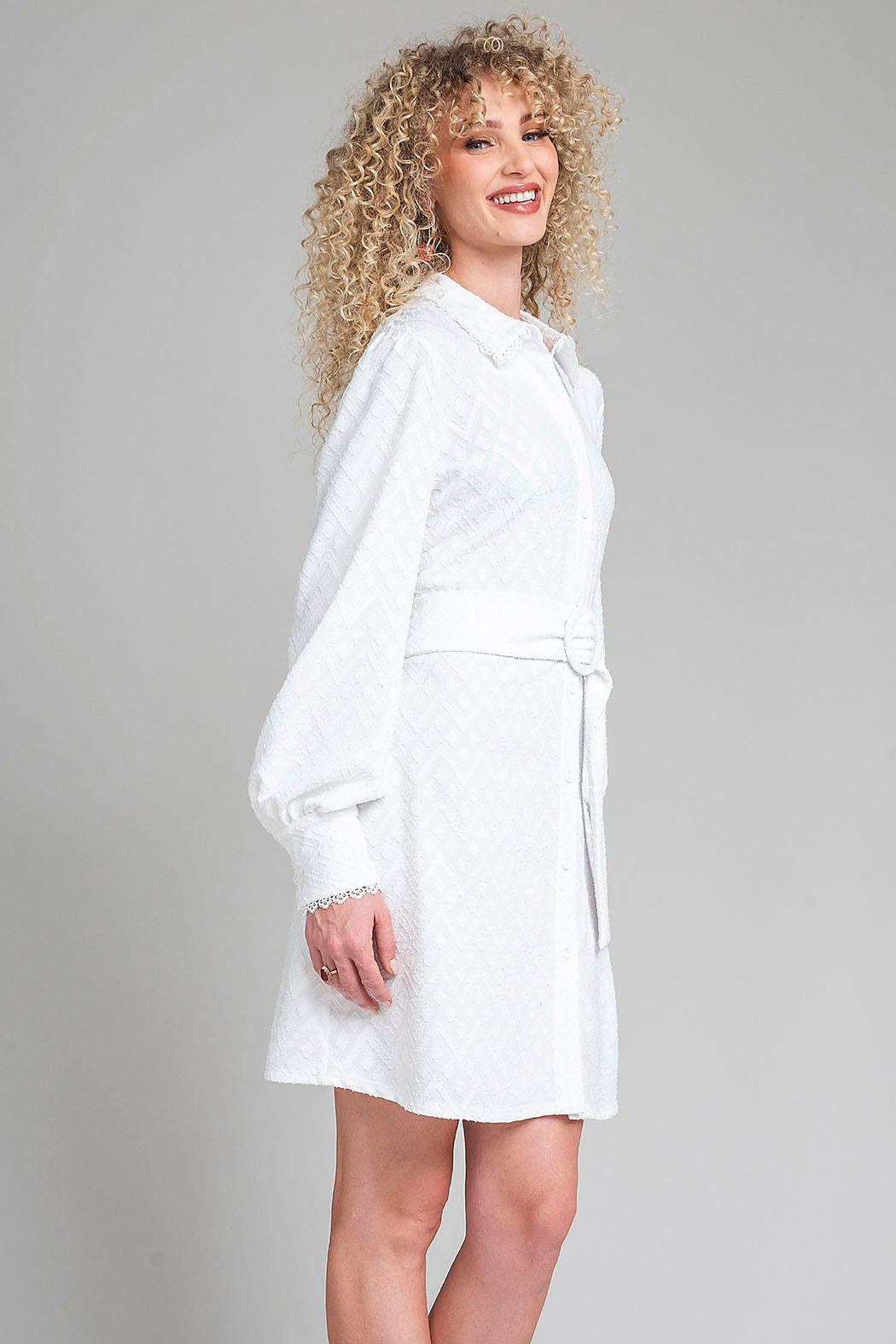 Vestido Camisero De Manga Larga Y Jareta En Cintura