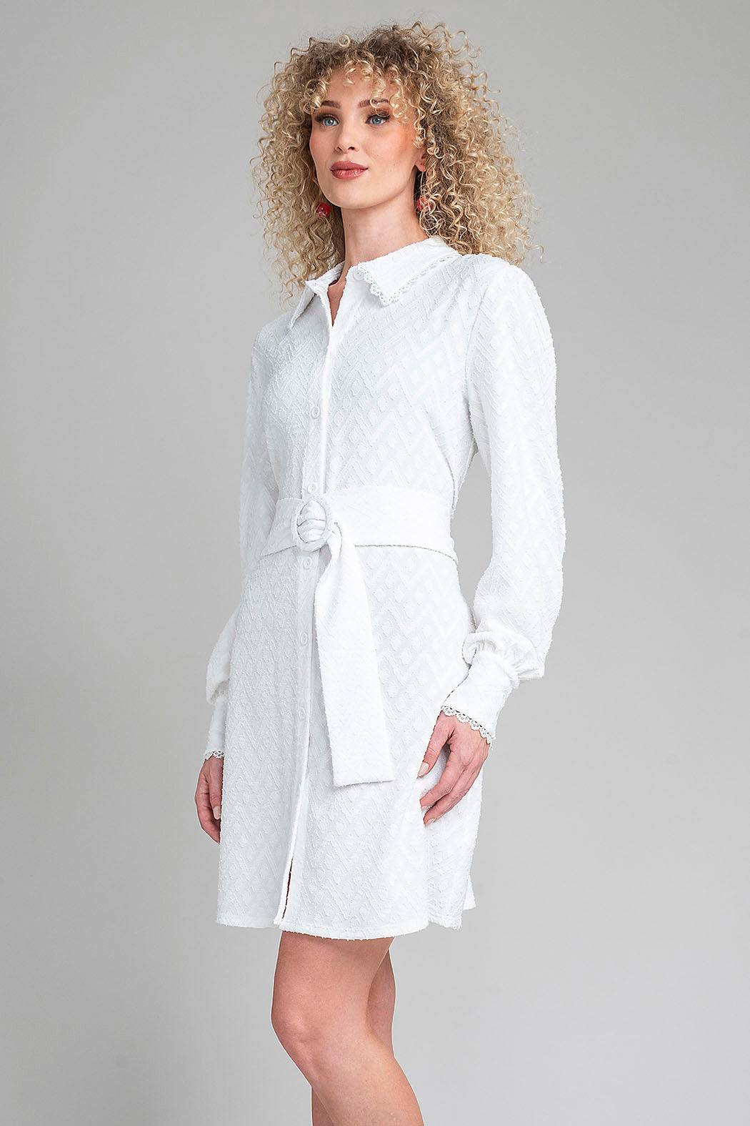 Vestido Camisero De Manga Larga Y Jareta En Cintura