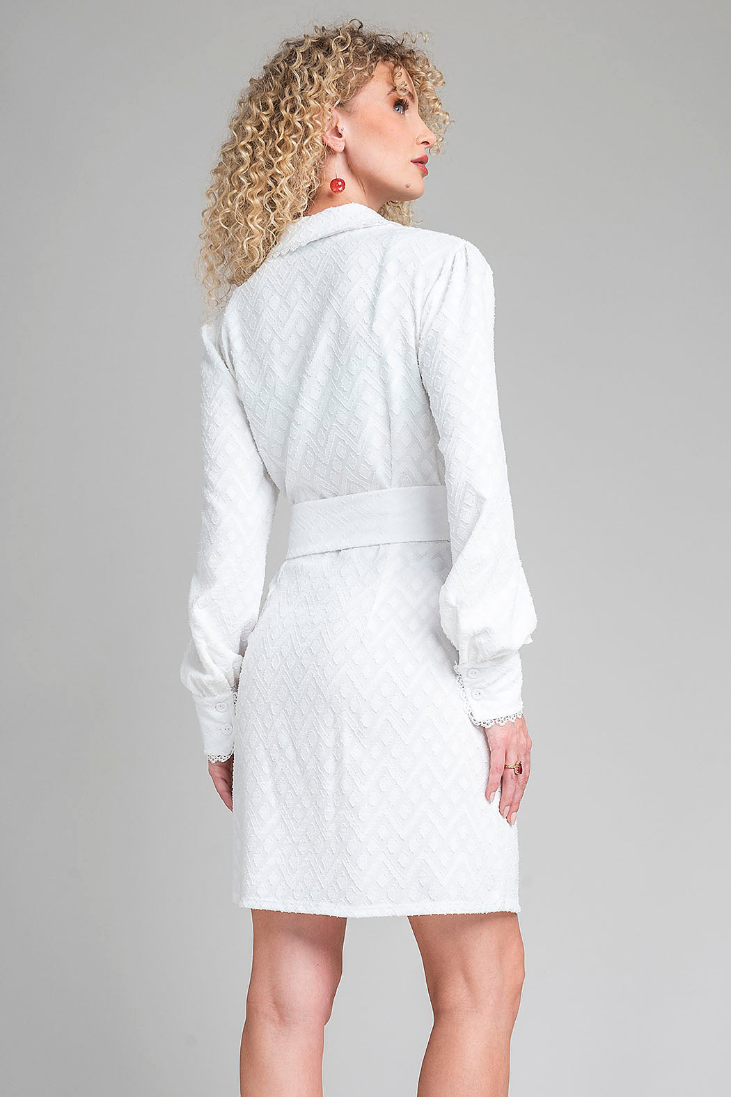 Vestido Camisero De Manga Larga Y Jareta En Cintura