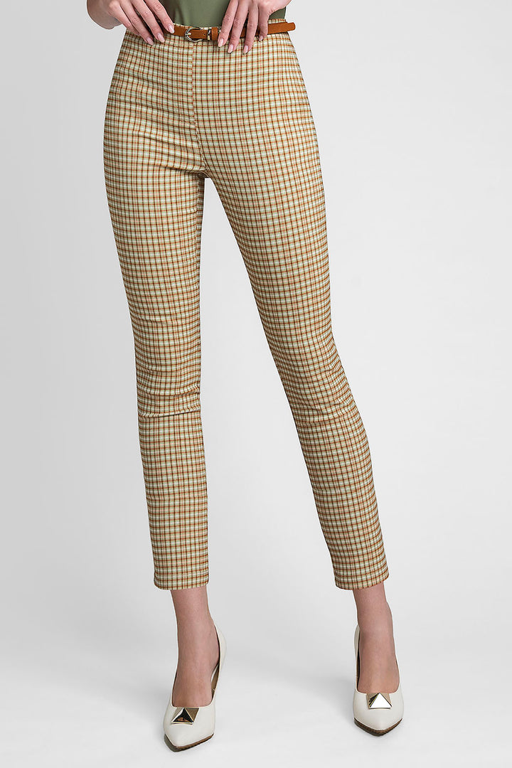 Pantalon De Cuadros Con Cinturon