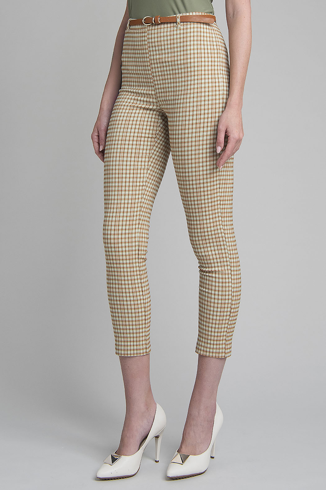 Pantalon De Cuadros Con Cinturon