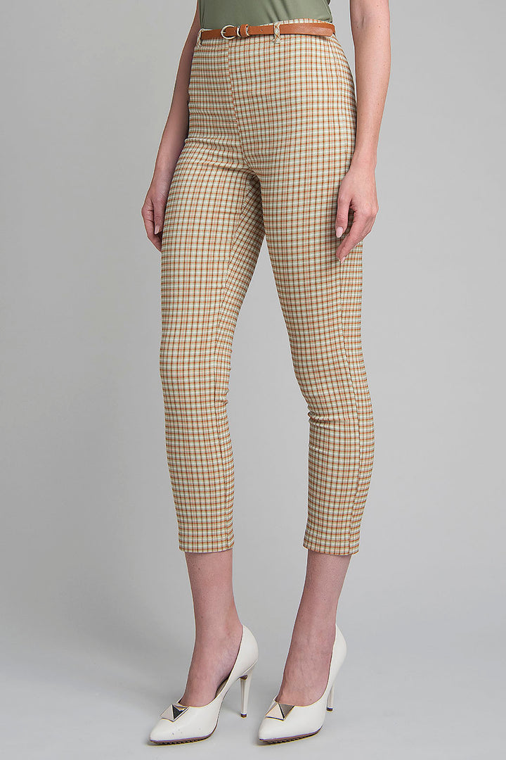 Pantalon De Cuadros Con Cinturon